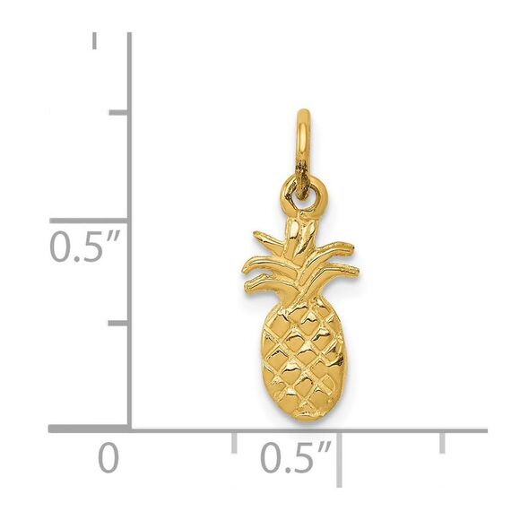 14k Yellow Gold Small Polished Pineapple Charm - Picture 4 of 6
